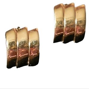 Vintage Women's Designer Clip-On Earrings GoldTone Signed Monet